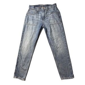 Guess Jeans Girls 14 Blue Eco High Rise Tapered Front Patch Pocket J4BA05 D5BV0